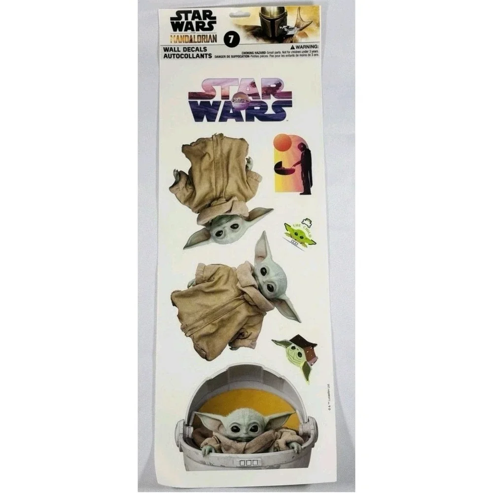 Star Wars The Mandalorian Baby Yoda Wall Decals Reusable Removable 2 Sheets